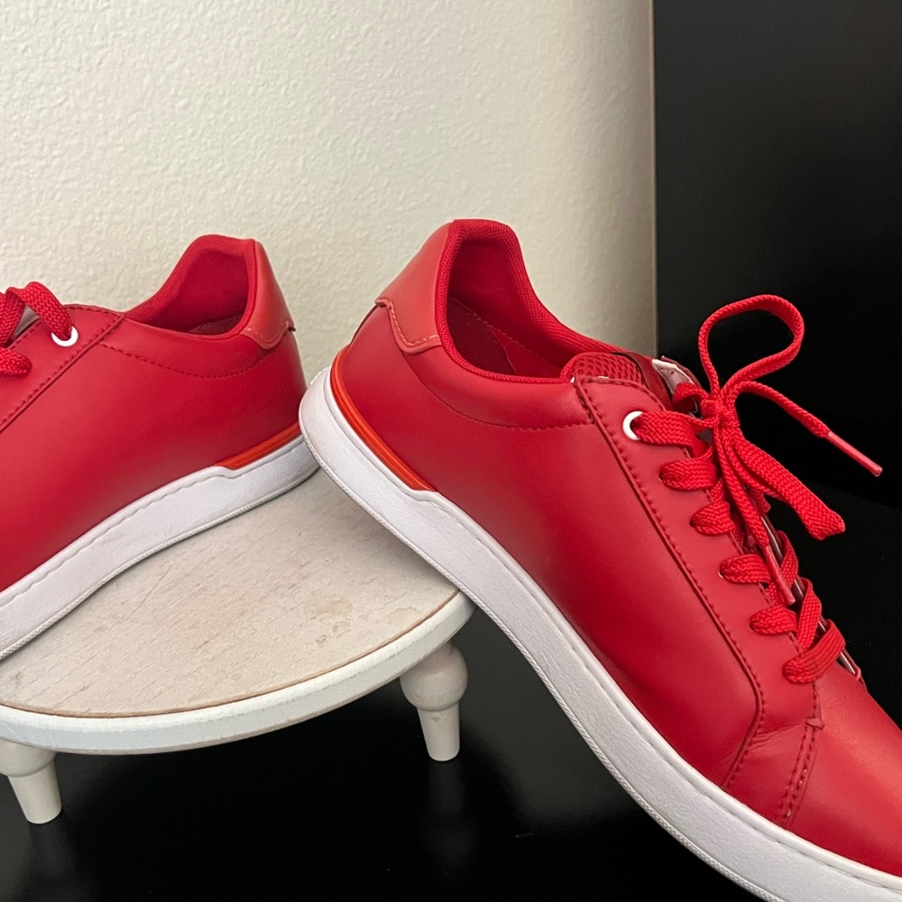 Coach Men's Clip Leather Low Top Bold Red Sneakers 9.5 C3408 - Picture 6 of 10